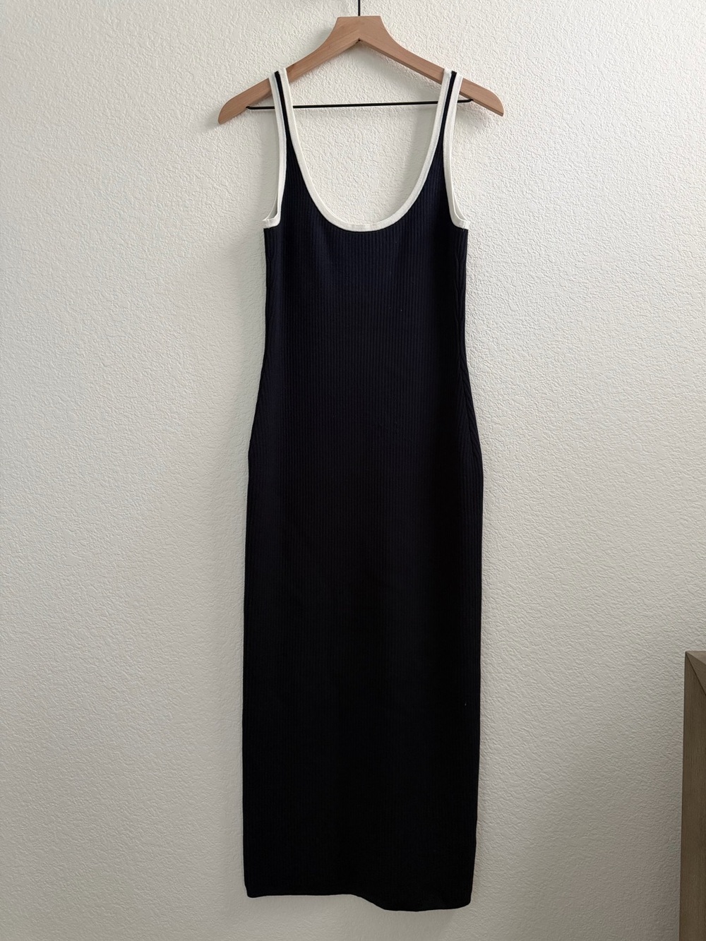 Knitted navy with white trim maxi dress